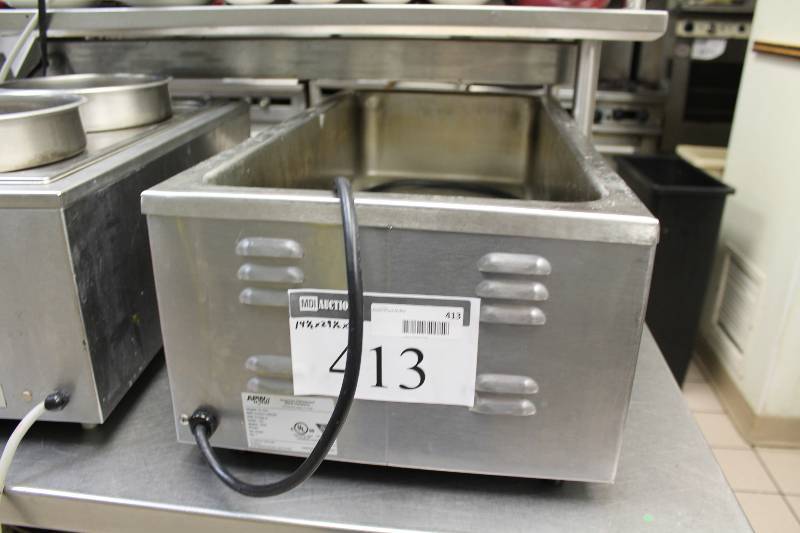 lot 413 image: APW Wyott Hot Well Steamer Table wCord Model W-43V 120V1500W 14.5 x 29.5 x 10.