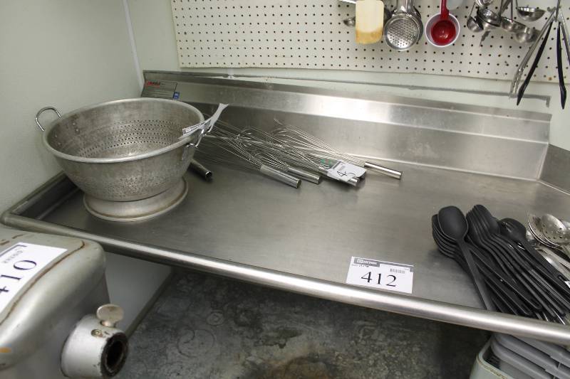 lot 412 image: Stainless Steel Prep Table wLower Shelf Contents Not Included 60 x 29 x 40.