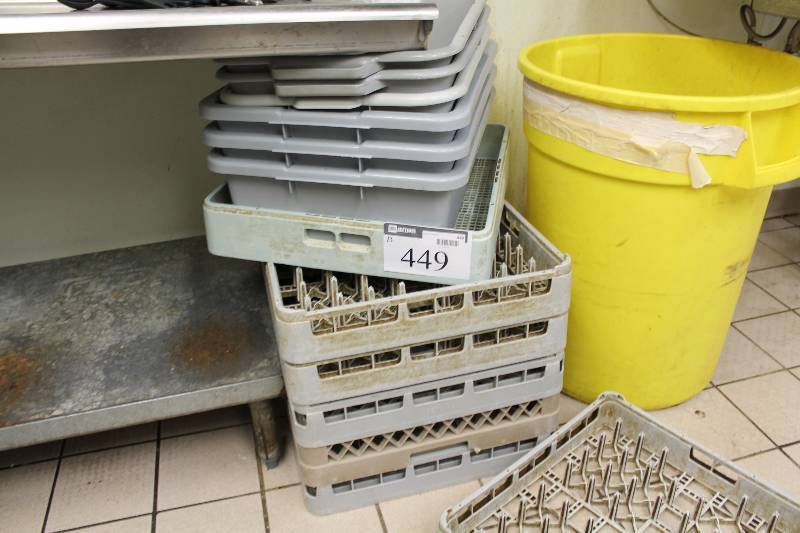 lot 449 image: Lot of (13) Commercial Dish Washing & Drying Racks Plastic.
