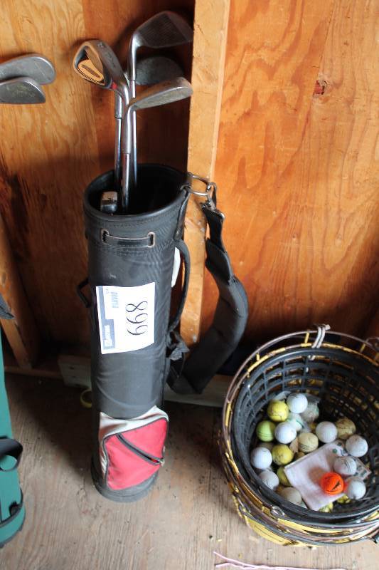 lot 668 image: Golf Lot Including Golf Bag Steel Golf Irons, Mostly Pitching Wedges, app. 4 ct.