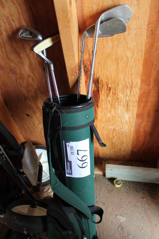 lot 667 image: Golf Lot Including Golf Bag Steel Golf Irons & Putter, app. 5 ct.