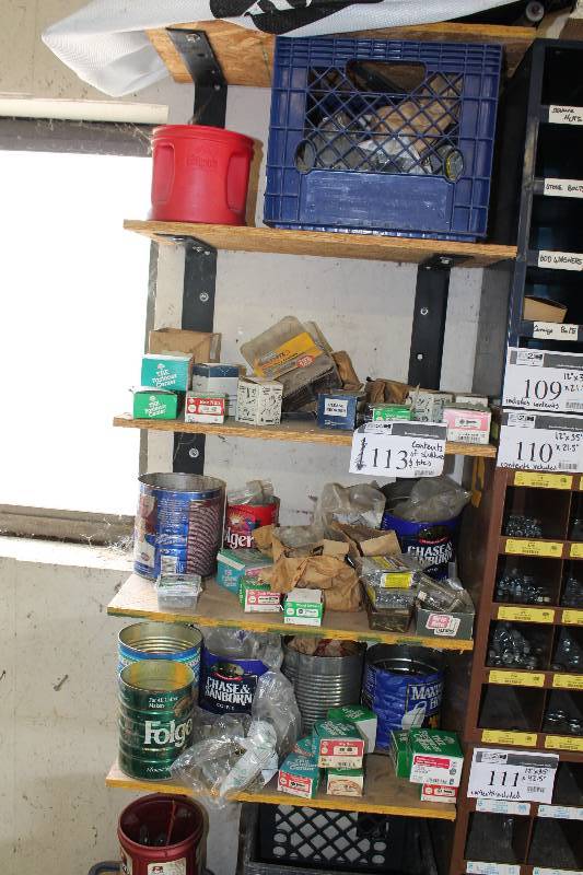 lot 113 image: Contents of Shelf & Totes Including The Fastener Center Fastener Rivets Miscellaneous Metal hardware And More.