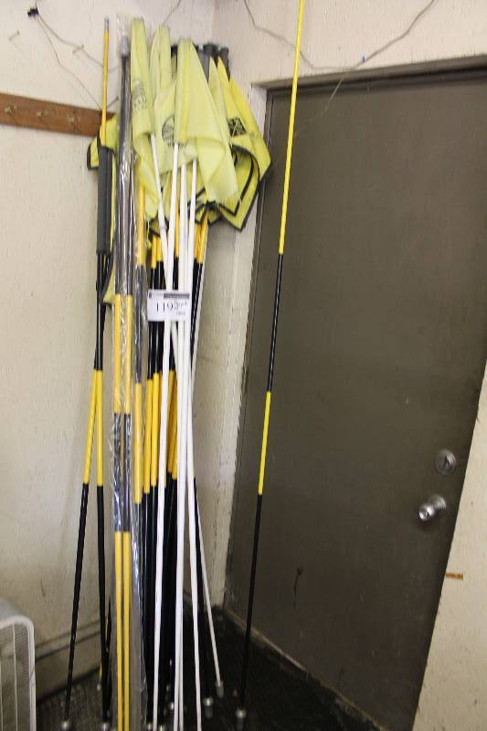lot 119 image: Lot of Golf Hole Flag Poles wFlags YellowBlack.