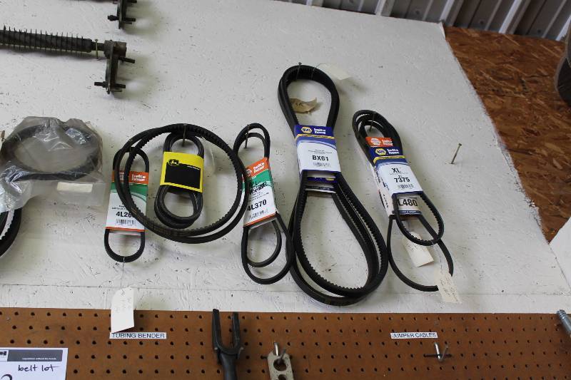 lot 82 image: Lot of Rubber Belts Including Types BX61 Napa, XL 25 7375 Napa, 4L370 Napa, And More.