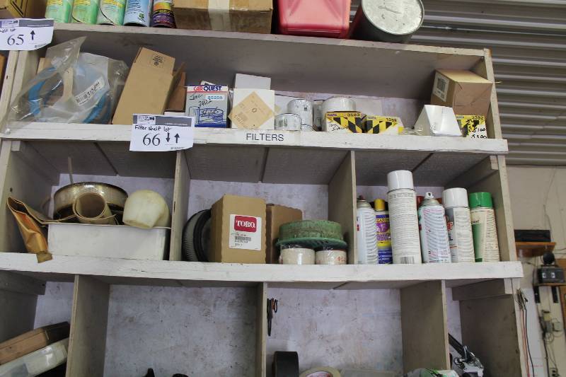 lot 66 image: Shelf Lot Of Miscellaneous Aerosol Sprays & Filters.