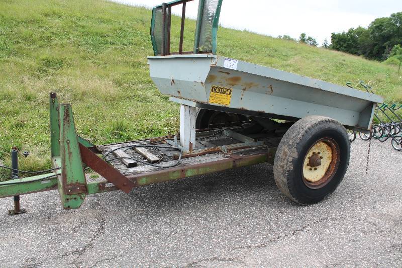 lot 133 image: John Deere S 0254 Trailer wHydraulic Dump Truck Bucket & Wheels.