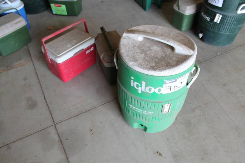 lot 162 image: Lot of (3) Plastic Coolers Including 10 Gallon Water Cooler 10 Liter Cooler (2).