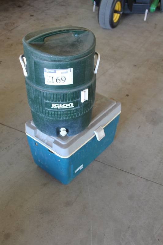 lot 169 image: Lot of (2)Plastic Coolers Including 10 Gallon Water Cooler Ice Chest.