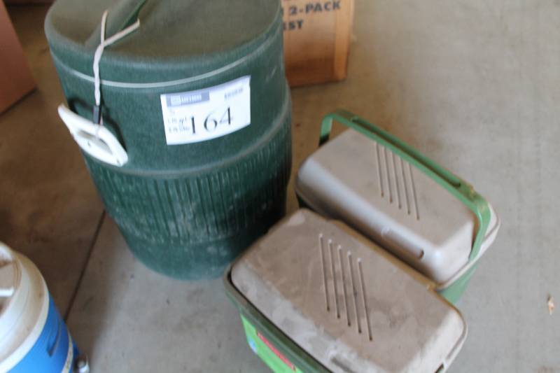 lot 164 image: Lot of (3) Plastic Coolers Including 10 Gallon Water Cooler 10 Liter Cooler (2).