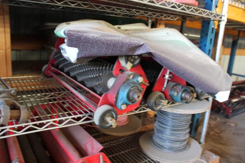 lot 156 image: Shelf Lto Including Mowing Blades Metal Hardware Parts And More.