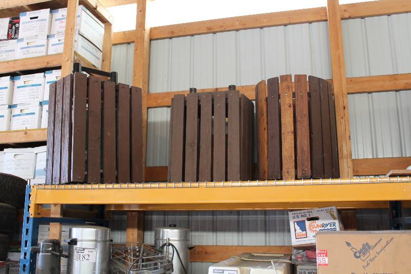 lot 177 image: Lot of (7) Including Wooden Garbage Enclosures (3) Wooden Water Cooler Enclosures (4).