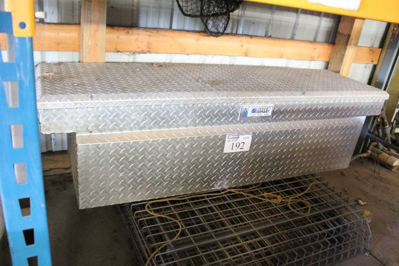 lot 192 image: Aspen Equipment Tool Chest For Truck Beds Diamond Plated 20 x 71 x 19.