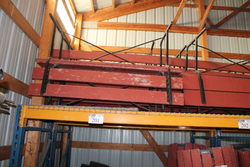 lot 201 image: Lot of (6) Benches wWooden Seats & Metal Frames.