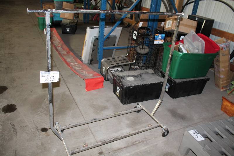 lot 223 image: Adjustable Clothes Rack wWheels & Stand 22 x 50 x 51.