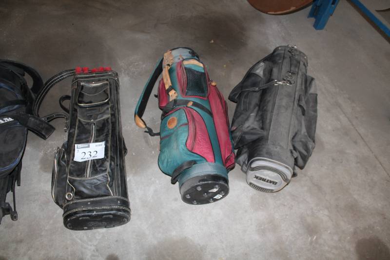 lot 232 image: Lot of (3) Golf Bags wCarrying Straps.