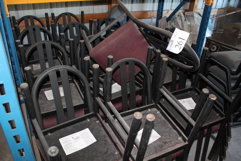 lot 261 image: Lot of (25) Chairs wMetal Frames & Purple Vinyl Upholstery.