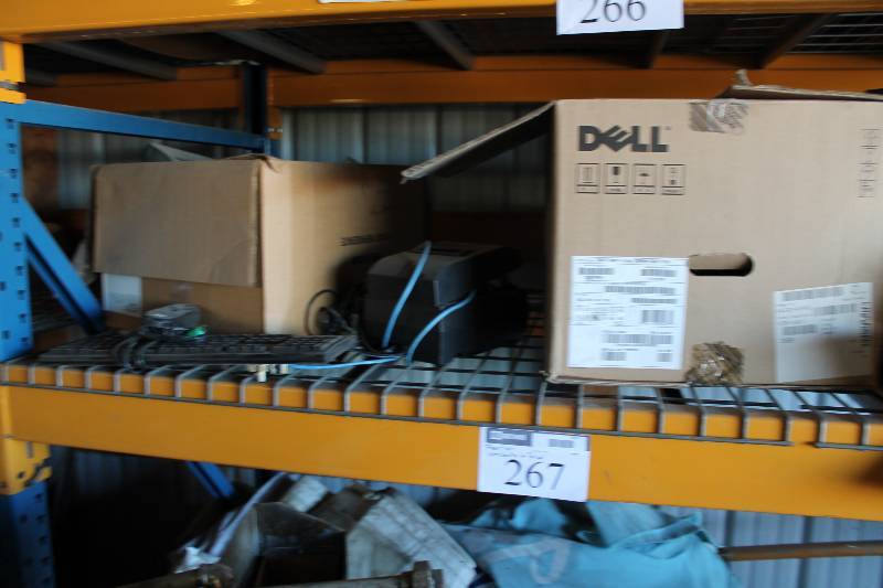 lot 266 image: Shelf Lot Including Manual Time Clock Call Box (2) Receipt Printer Printer And More.