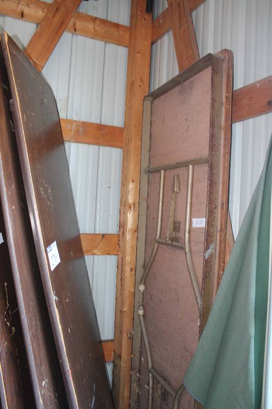 lot 270 image: Lot of (2) Folding Tabels wWood Style Finish & Metal Frames.