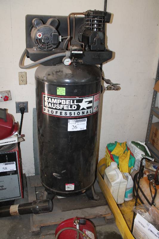lot 26 image: Campbell Hausfield Professional Air Compressor Cas Iron Tested & Operational 19 x 24 x 63.
