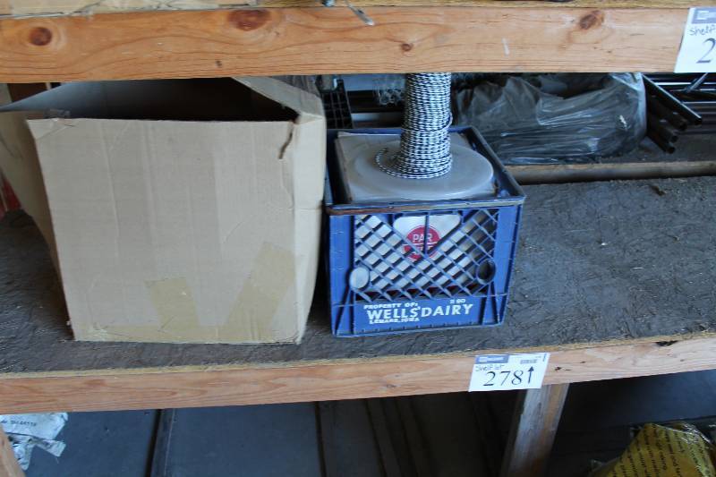 lot 278 image: Shelf Lot Including Caution Reflectors Spindle of Cord  Rope Metal Hardware And More.