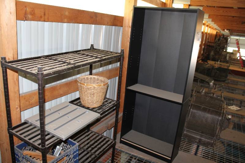 lot 254 image: Lot of (2) Including Shelving Unit w4 Shelves Cabinet w1 Shelf 72 x 12 x 30, 36 x 15 x 55.