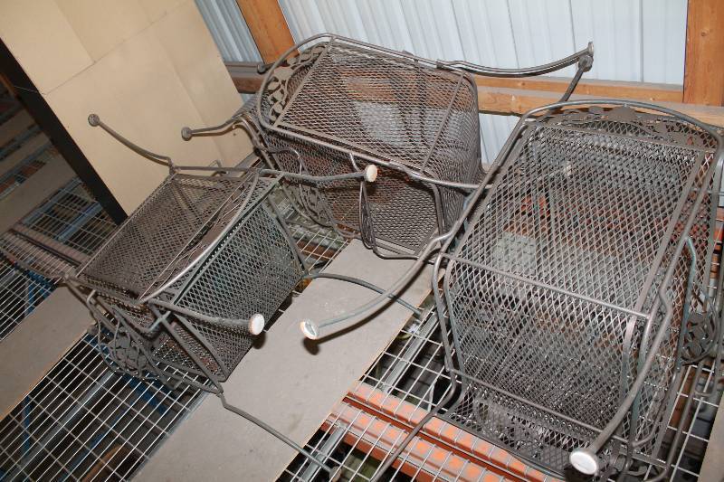 lot 251 image: Lot of (9) Including Patio Chairs, Metal (7) Patio Table, Metal (2).