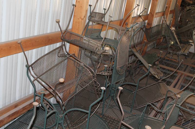 lot 249 image: Lot of (9) Including Patio Chairs, Metal (7) Patio Table, Metal (2).