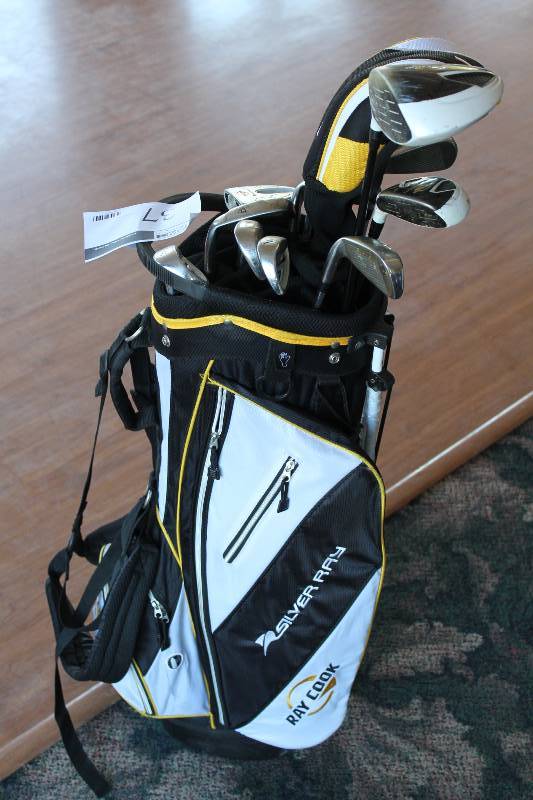 lot 37 image: Golf Lot Including Ray Cook Silver Ray Golf Bag Ray Cook Silver Ray Drivers Ray Cook Silver Ray Putter 698 Irons, And More Brand New Condition.