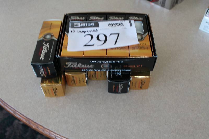 lot 297 image: Box Lot of (10) Titleist ProV1 Golf Balls, app. 3perBox.