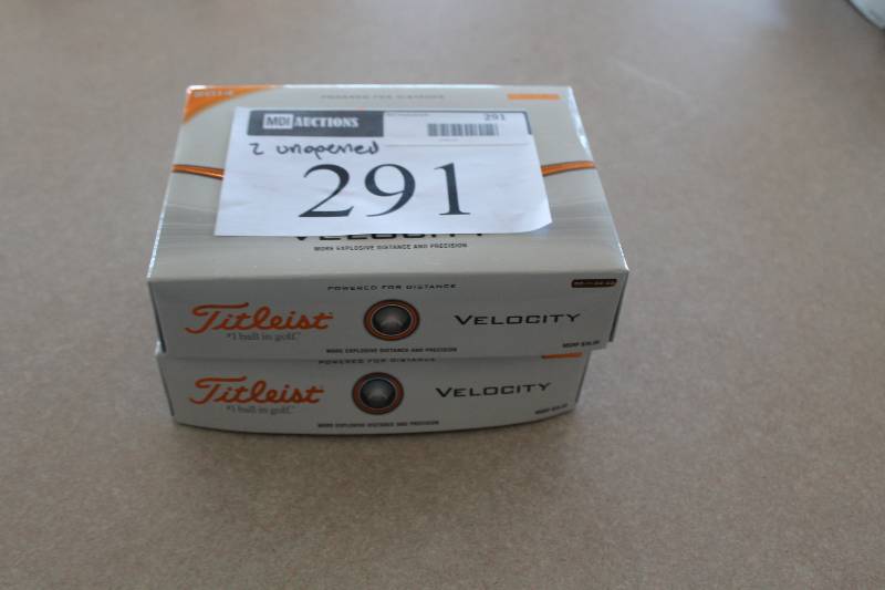 lot 291 image: Case Lot of (2) Titleist Velocity Golf Balls.