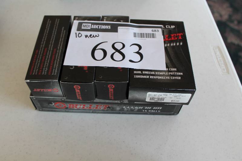 lot 683 image: Box Lot of (10) Bullet Titanium Golf Balls app.30 total ct.