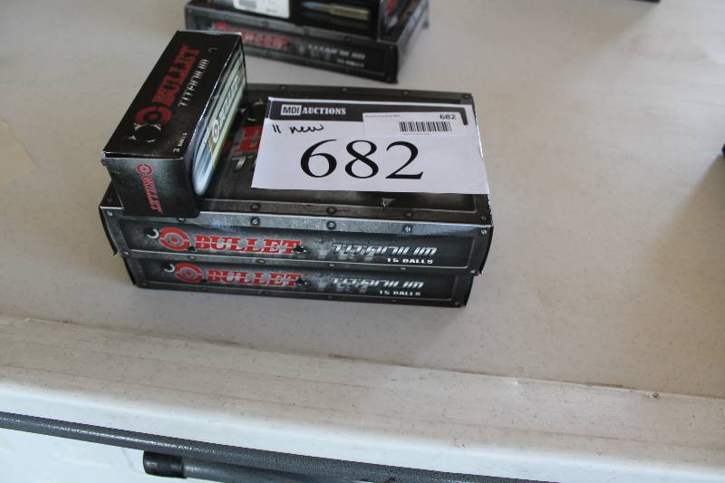 lot 682 image: Box Lot of (3) Bullet Titanium Golf Balls app. 33 total ct.