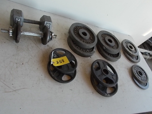lot 258 image: Asstd Bar Bells, Dumb Bells, Weigh...