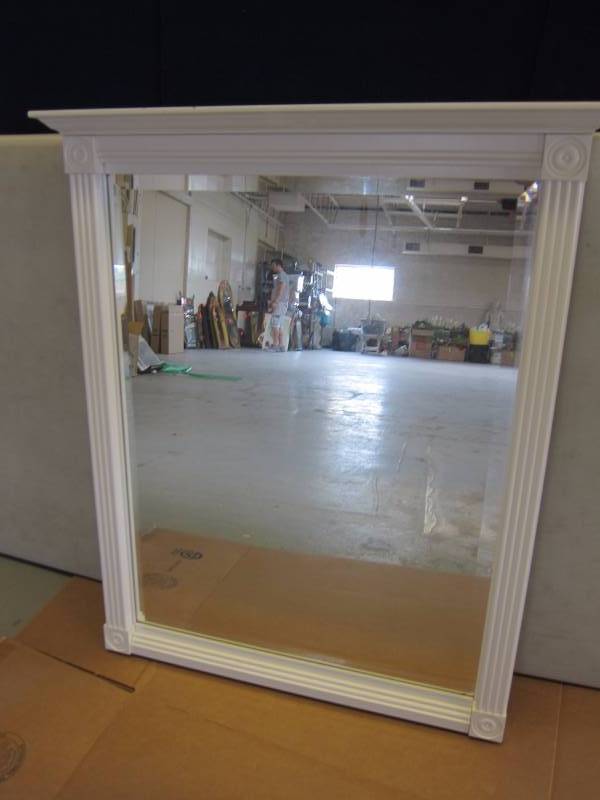 White Frame Beveled Mirror