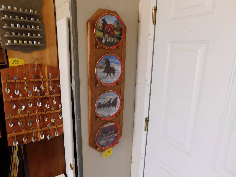 4 budweiser plates and hanger