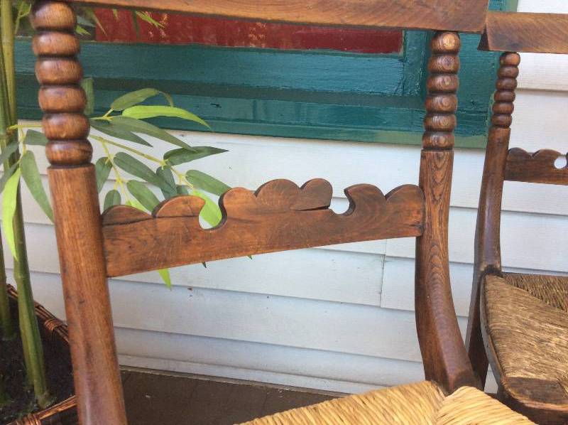 Victorian Rush Woven Oak Country Chairs