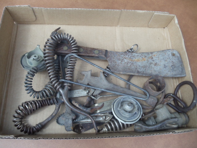 lot 113 image: Meat Kleaver. Stove parts