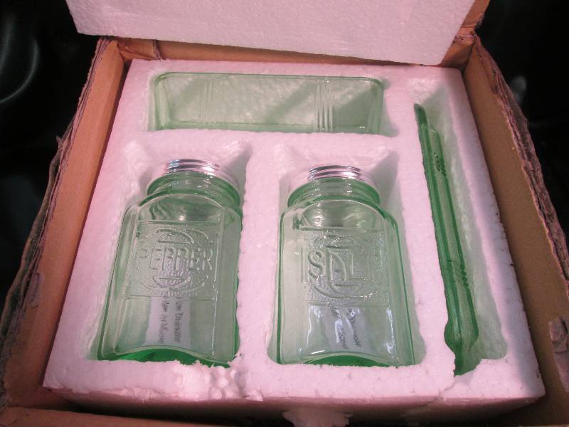 3 Pc. Green Glass Tableware...