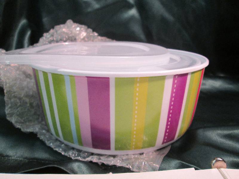 Bright Stripe Floral Melamine Bowl ...