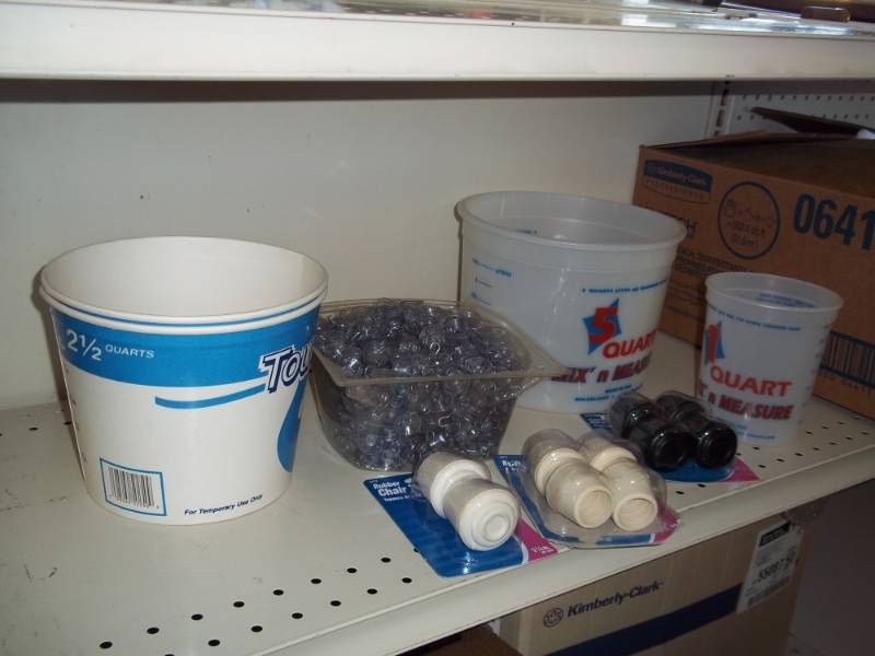 New suction cups, paint containers and chair rubber