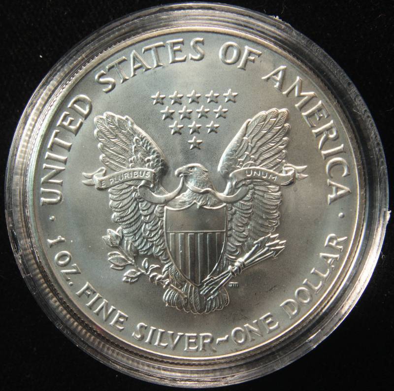1991 AMERICAN SILVER EAGLE 1 TROY OZ. .999 FINE SILVER DOLLAR IN AIRTIGHT CAPSULE