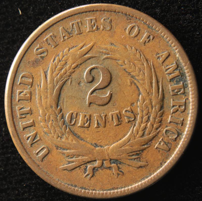 1864 TWO CENT PIECE VG
