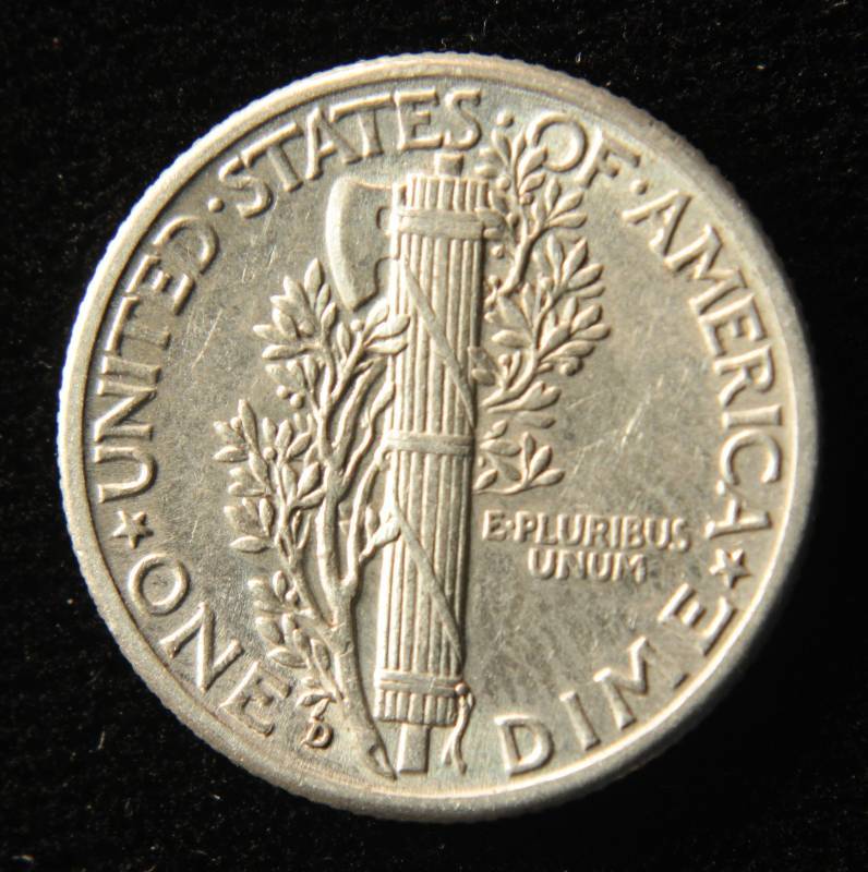 1941 D MERCURY SILVER DIME AU
