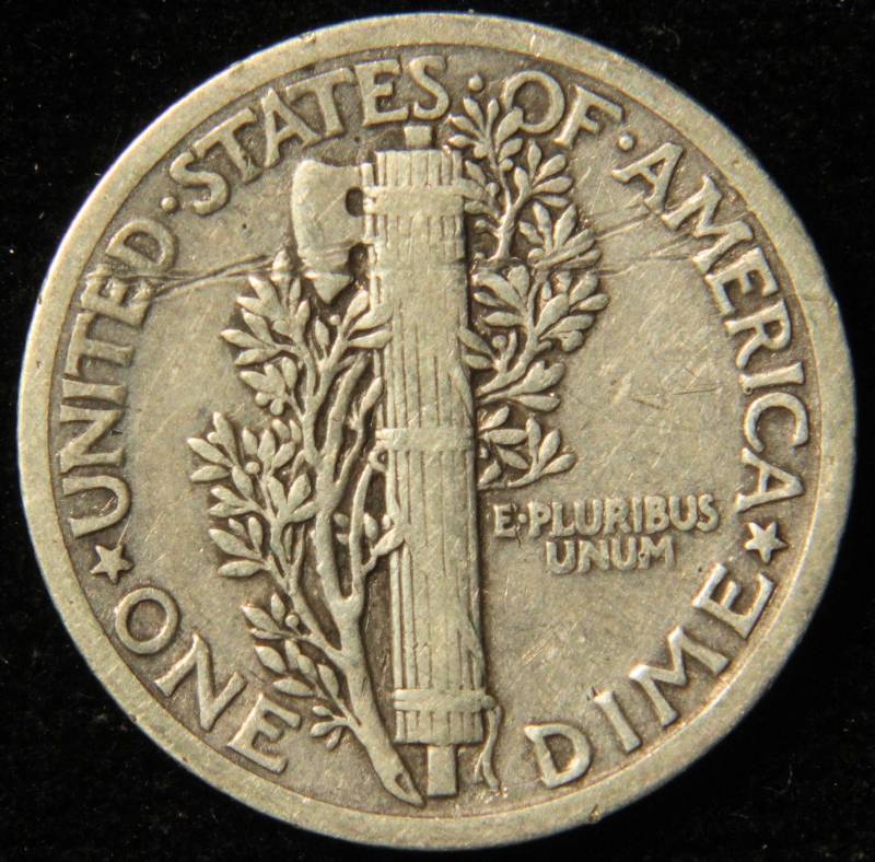 1923 MERCURY SILVER DIME FINE