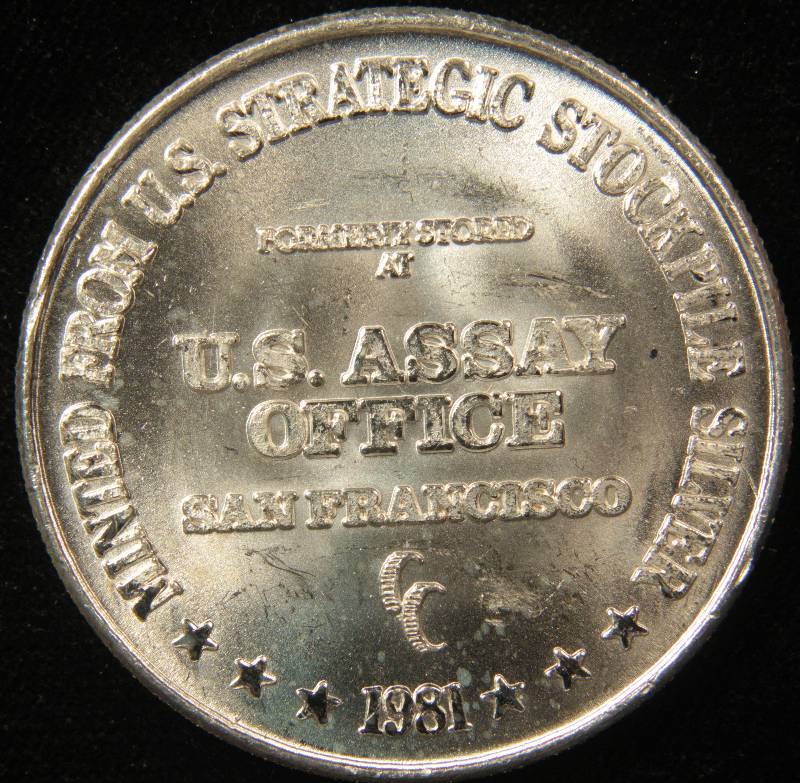 1 TROY Oz. .999 FINE SILVER ROUND 1981 US ASSAY OFFICE