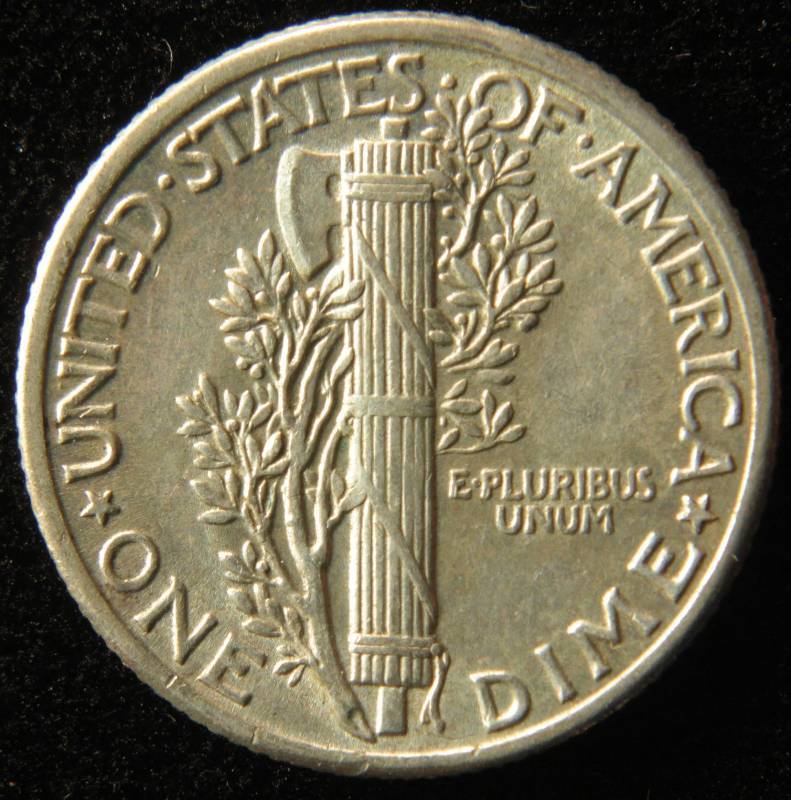 1939 MERCURY SILVER DIME AU