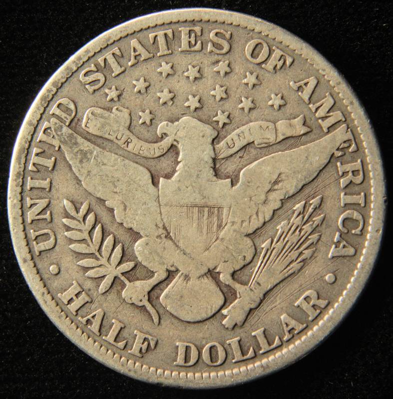 1905 BARBER SILVER HALF DOLLAR VG DETAILS
