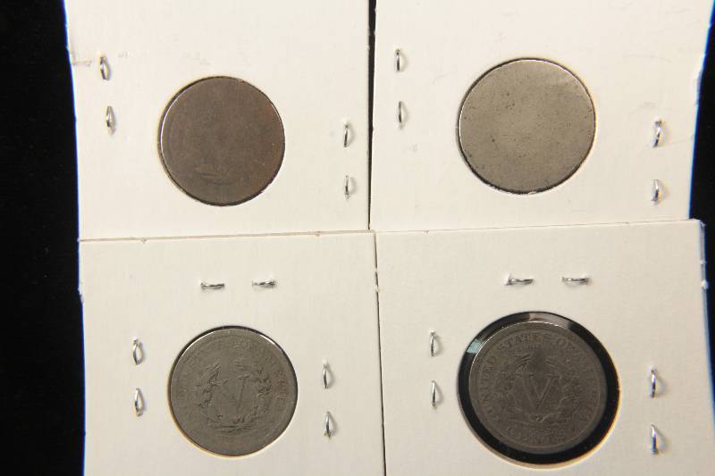 GROUP OF 4 LIBERTY OR V NICKELS AS PICTURED