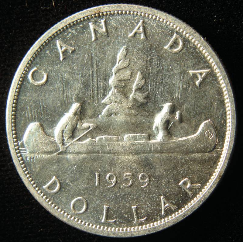 1959 CANADIAN SILVER DOLLAR AU