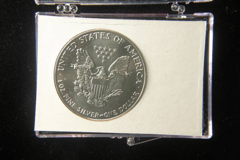 1991 US SILVER EAGLE 1 TROY OZ. .999 FINE SILVER DOLLAR IN PATRIOTIC CASE